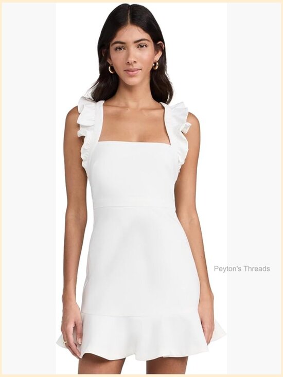 Dresses & Skirts - White Mini Dress with Ruffles - Fit & Flare Cocktail Dress